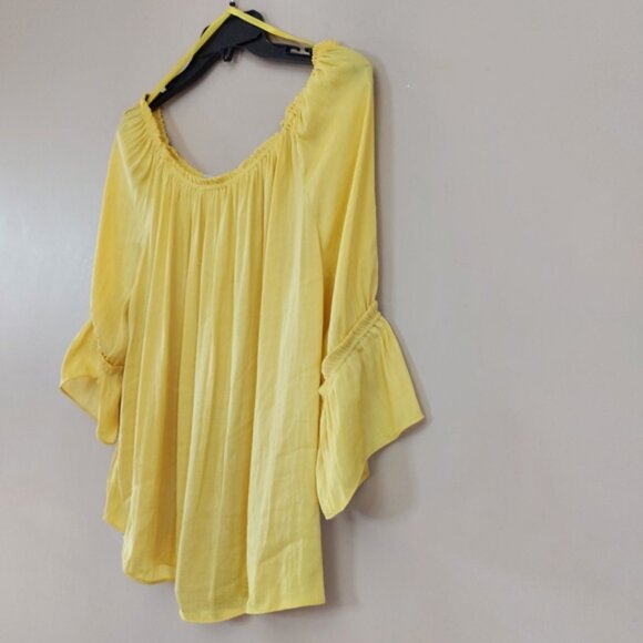 Naked Zebra yellow off the the shoulder blouse with ruffle detail on the… - Picture 3 of 6